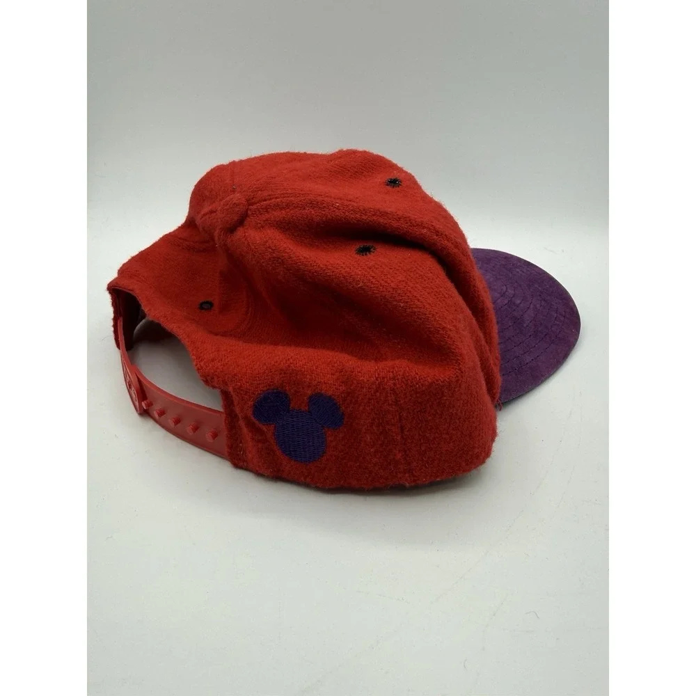 Vintage Mickey Mouse Wool Hat Red Purple The‎ Walt Disney USA Made Snapback